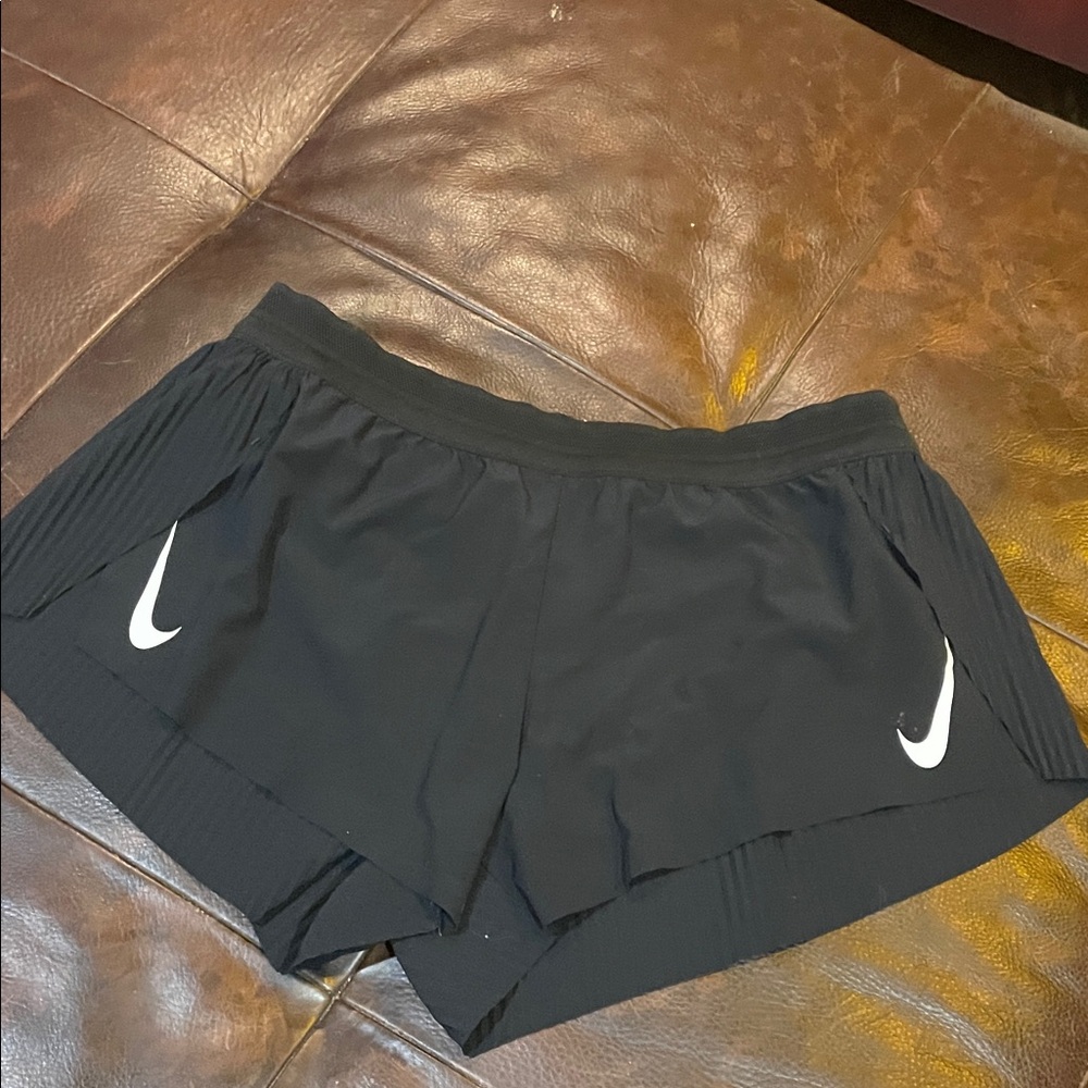 Nike Aeroswift Racing Women's Black Athletic Shorts with White Swoosh